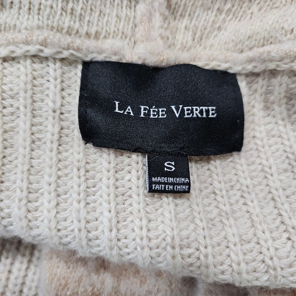 LA Fee Verte Anthropologie Pink Cream Color Block Wrap‎ Cardigan Sweater Small - Picture 7 of 9